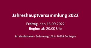 Herzliche Einladung zur Jahreshauptversammlung 2022 - Froher Faschingsclub Gerlingen e. V.