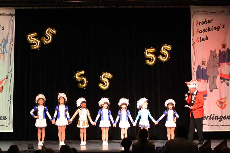 Blaue Garde Froher Faschingsclub Gerlingen Tanzgardetanzgruppe von 6 bis 9 Jahren